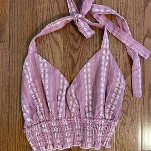 Vintage floral beach patterned halter top